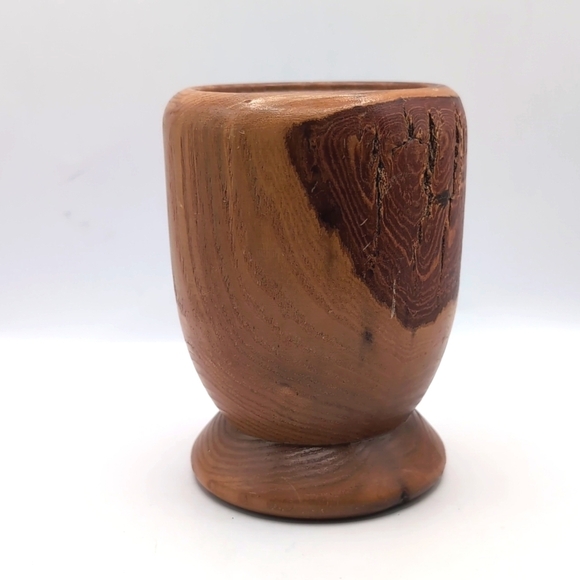 Two Piece Lot - Vintage Hand Turned Raw Edge Ashwood Bowl & Vase - Hand Signed - Picture 10 of 12